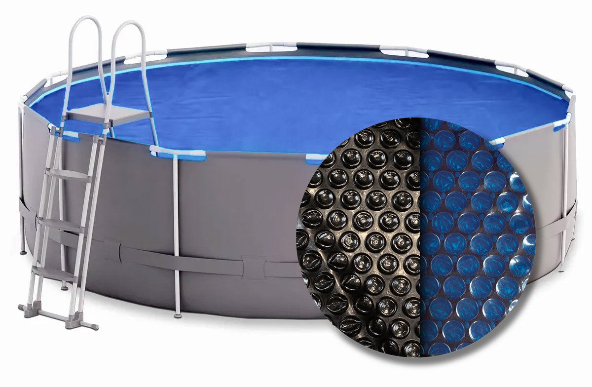 W'eau solar cover rond - 500 cm (zeilmaat 494) - Zwart/Blauw