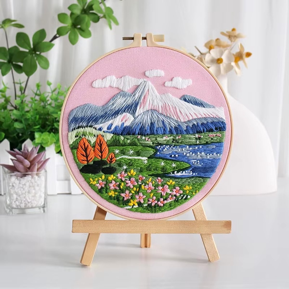DIY Borduurwerk Knutselset – Borduren – Hobbypakket voor Volwassenen – Creatief Borduurpakket Landschap – Mindful Hobby & Decoratie – Knutselset Volwassenen – DIY Hobbypakket