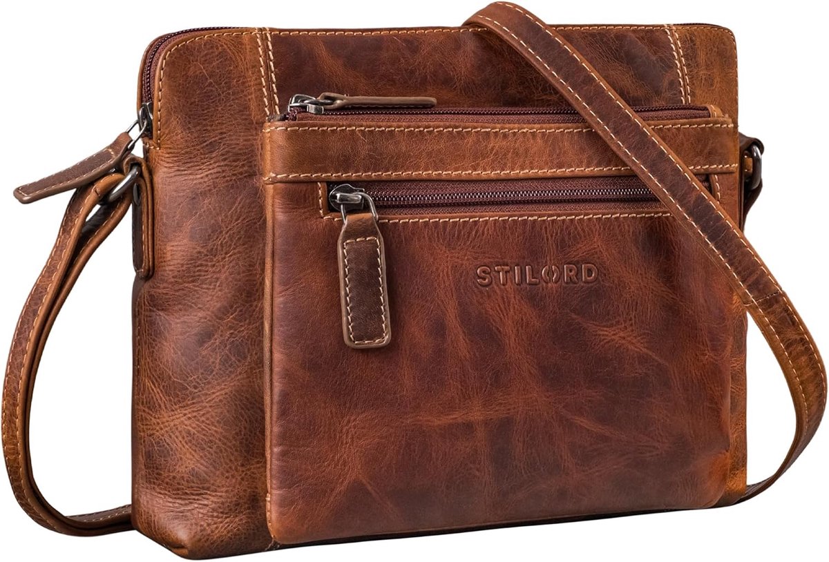 Kleine Leren Schoudertas Dames - Geschikt voor Tablet tot 10 Inch
