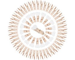 60x Mini Houten Hartjes Clips - Kleine Decoratieve Waslijnklemmen voor Foto's en Kaarten