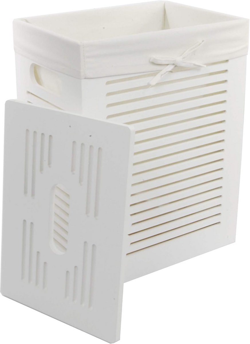 Wasmand MDF Wit Rechthoekig 35x25x46 cm - Wasbare Binnenzak
