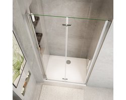 Aica Neutraal design douchedeur vouwdeur 76x185cm chroom 6mm gehard glas antikalk coating