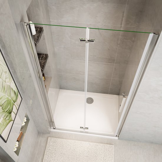Foto: Douche pendeldeur 6mm helder nano antikalk veiligheidsglas hoogwaardig glad aluminium profiel 90x195cm