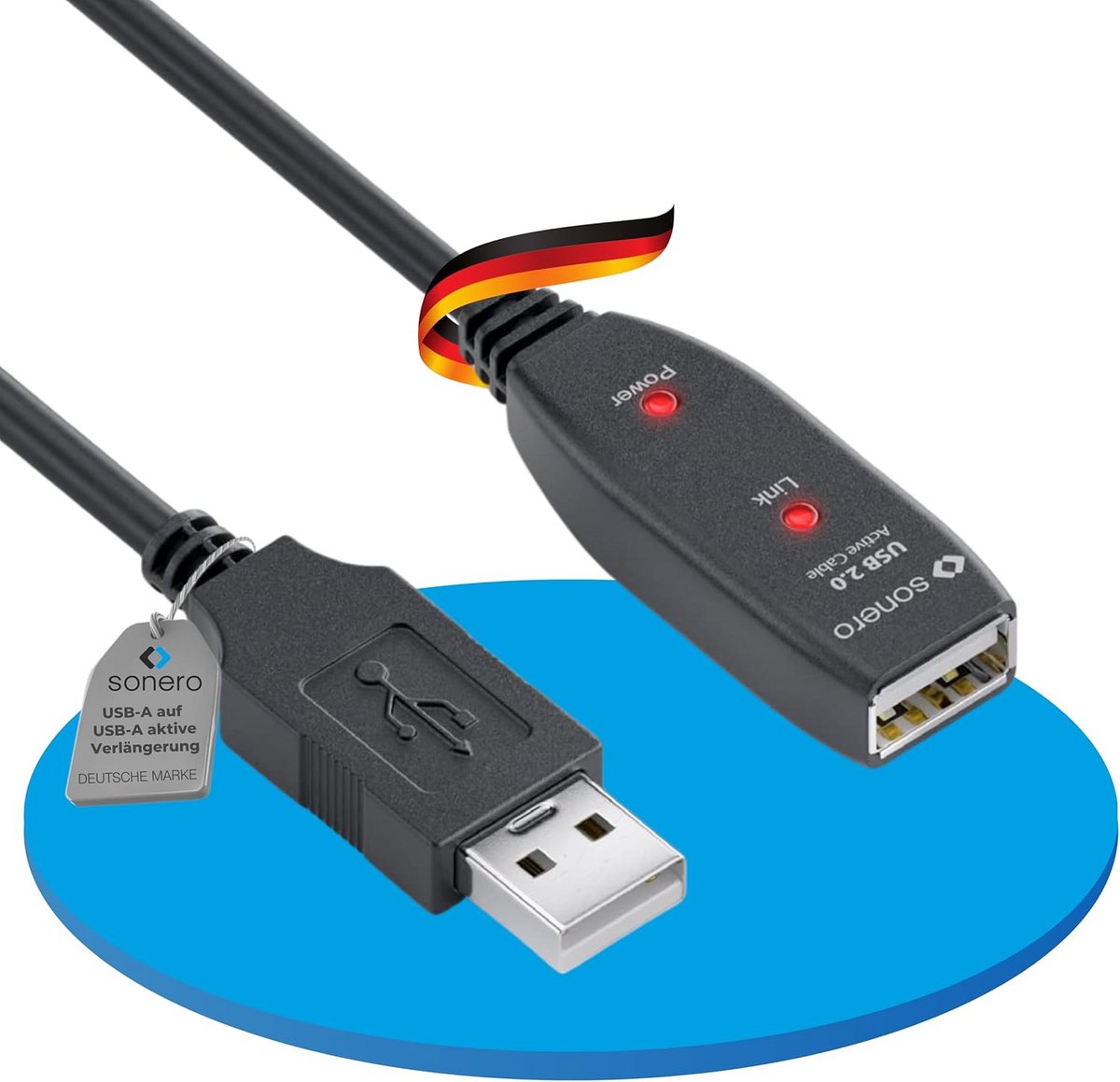 Actieve USB 2.0 Verlengkabel 5 Meter met Signaalversterker - USB A Mannelijk naar Vrouwelijk