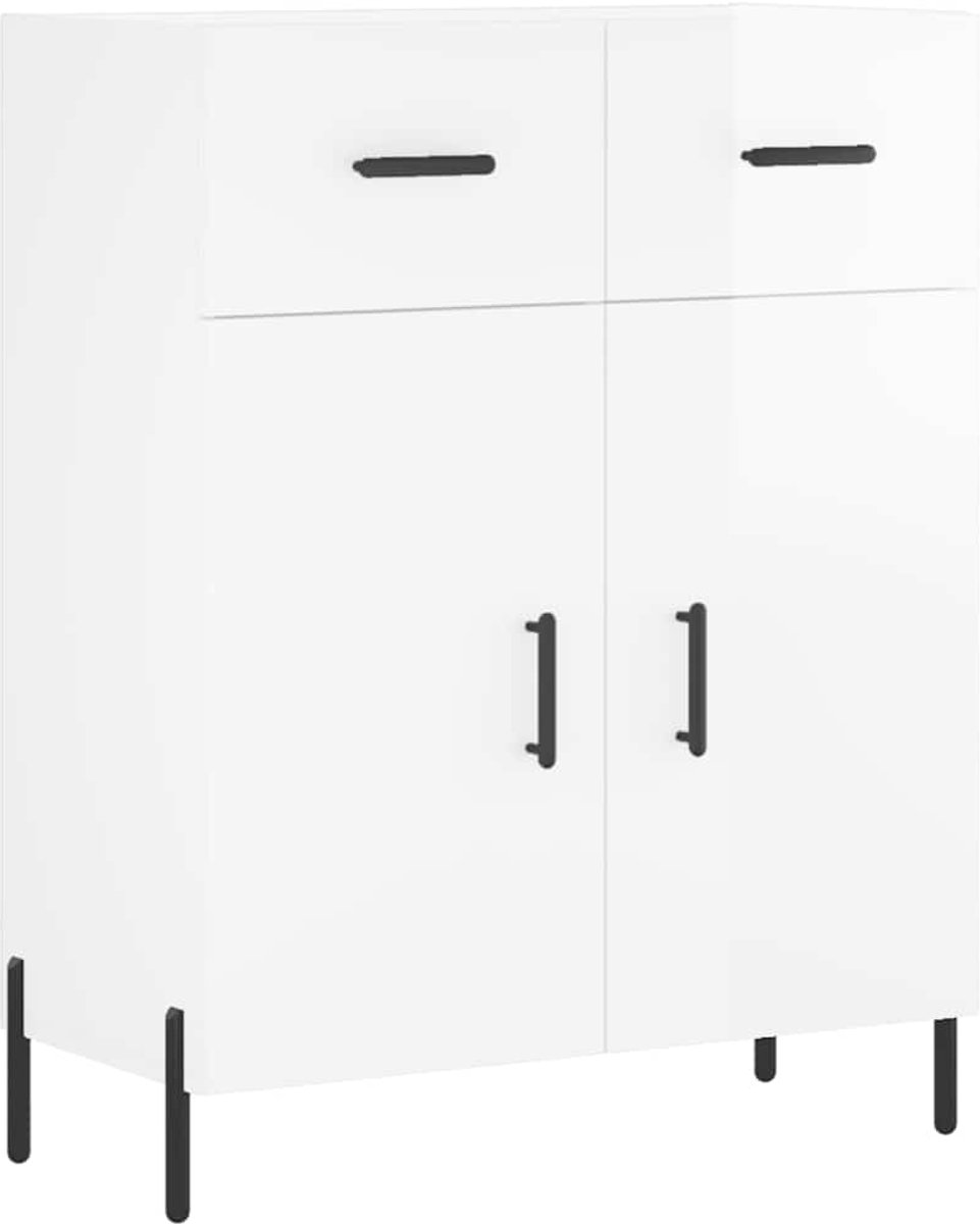 vidaXL - Dressoir - 69,5x34x90 - cm - bewerkt - hout - hoogglans - wit