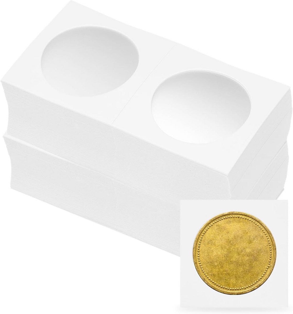 100 Stuks Kartonnen Muntcapsules - Voor Munten tot 37mm - Met Beschermende Zichtvensters