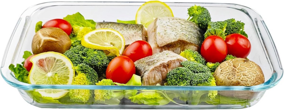 Ovenschaal Rechthoekig van Borosilicaatglas - Geschikt voor Oven en Magnetron (2 Liter)