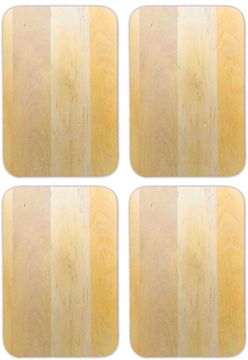 Set van 4 Houten Snijplanken RVS Tafeldecoratie Serveerplank 22x15x1 cm