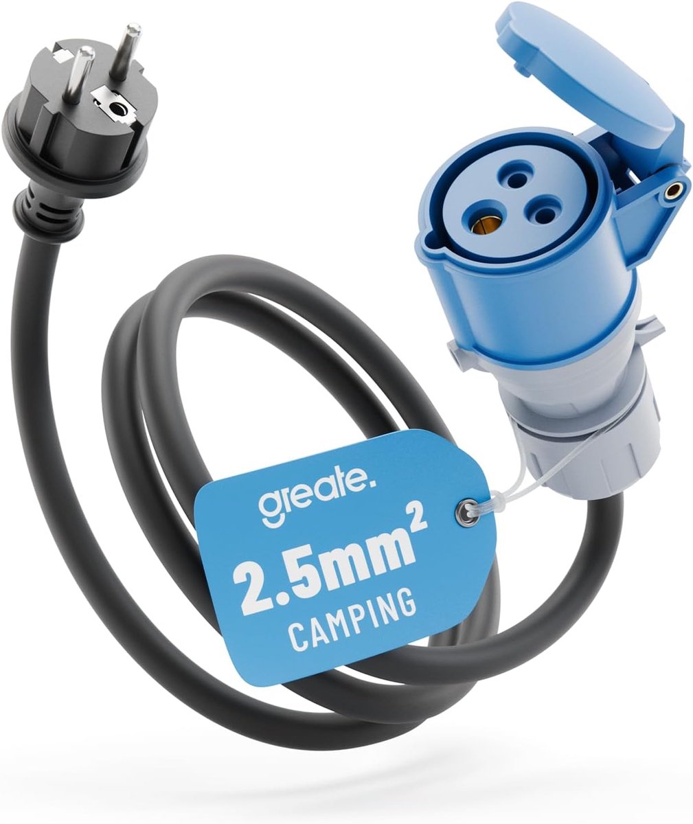CEE naar Schuko Adapter Kabel 16A - 230V Camper & Caravan Stroomkabel met IP44