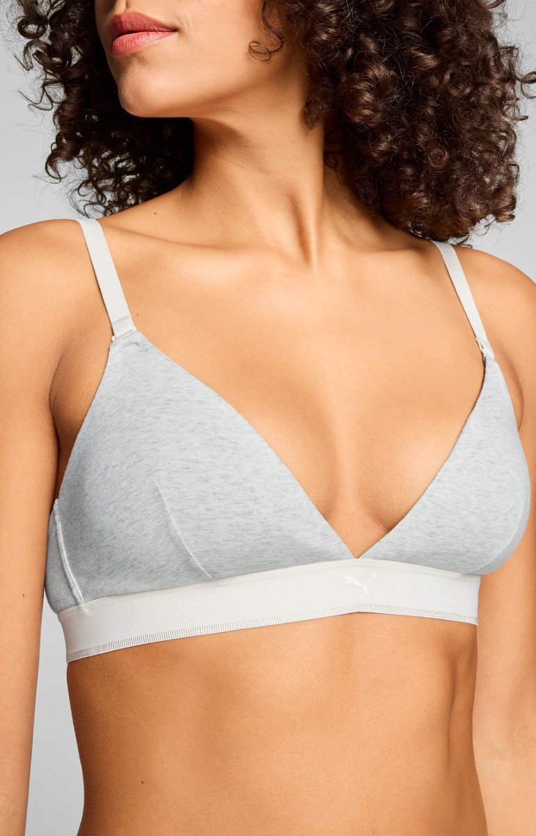 Puma - Dames - Sport Triangel Bralette - 3D Knit - Light Grey Melange - Maat M