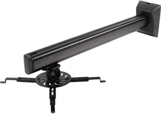 Universele zwarte wandbeugel voor beamer projector, verstelbaar 180-400 mm, kantelbaar ±20°, zwenkbaar ±15°, max 16 kg