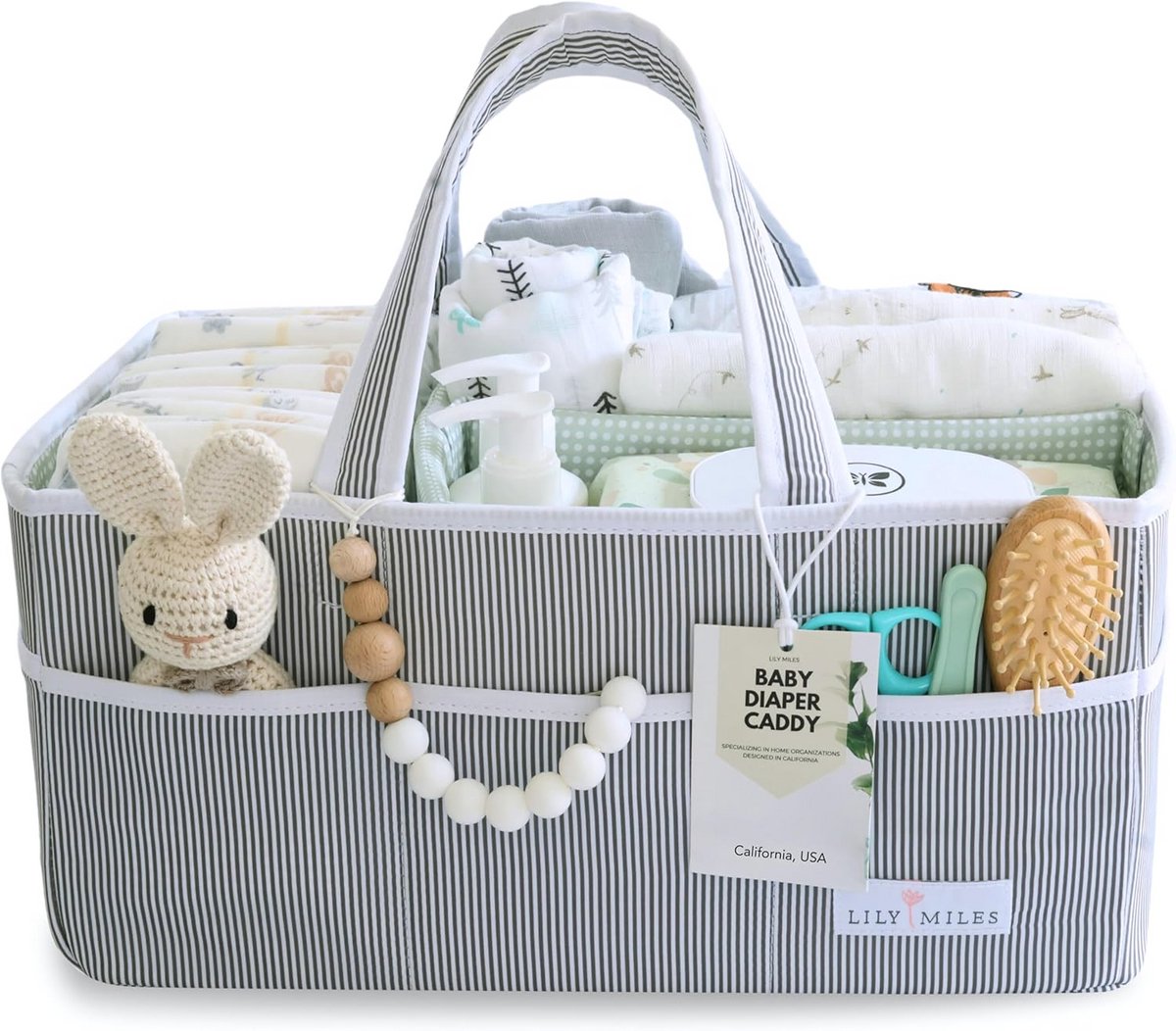 Grote Luiertas Organizer Caddy - XL Opbergmand voor Luiers en Babyproducten - Inclusief Verwijderbare Verdelers