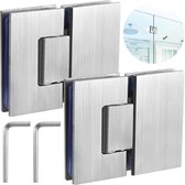Glazen Douche Scharnieren - Deur Beslag - Frameloze Deuren - 180 Graden Open - 8-12 mm Glas - Geborsteld Staal