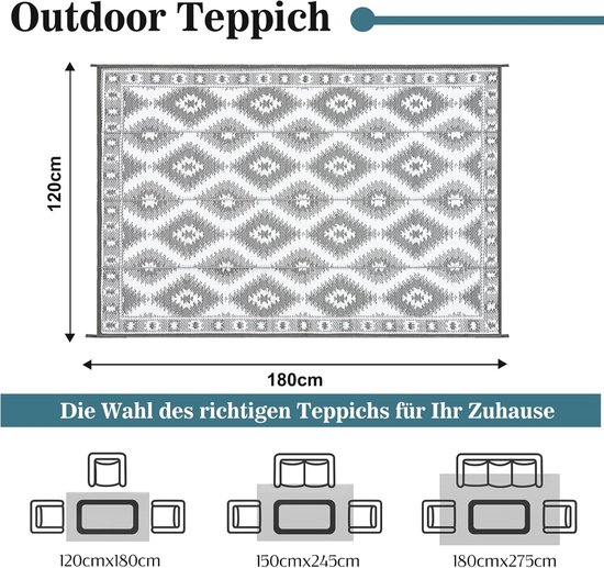 Omkeerbaar Buiten Tapijt 120x180 cm - Weerbestendig en UV-Bestendig Polypropyleen — afbeelding 3