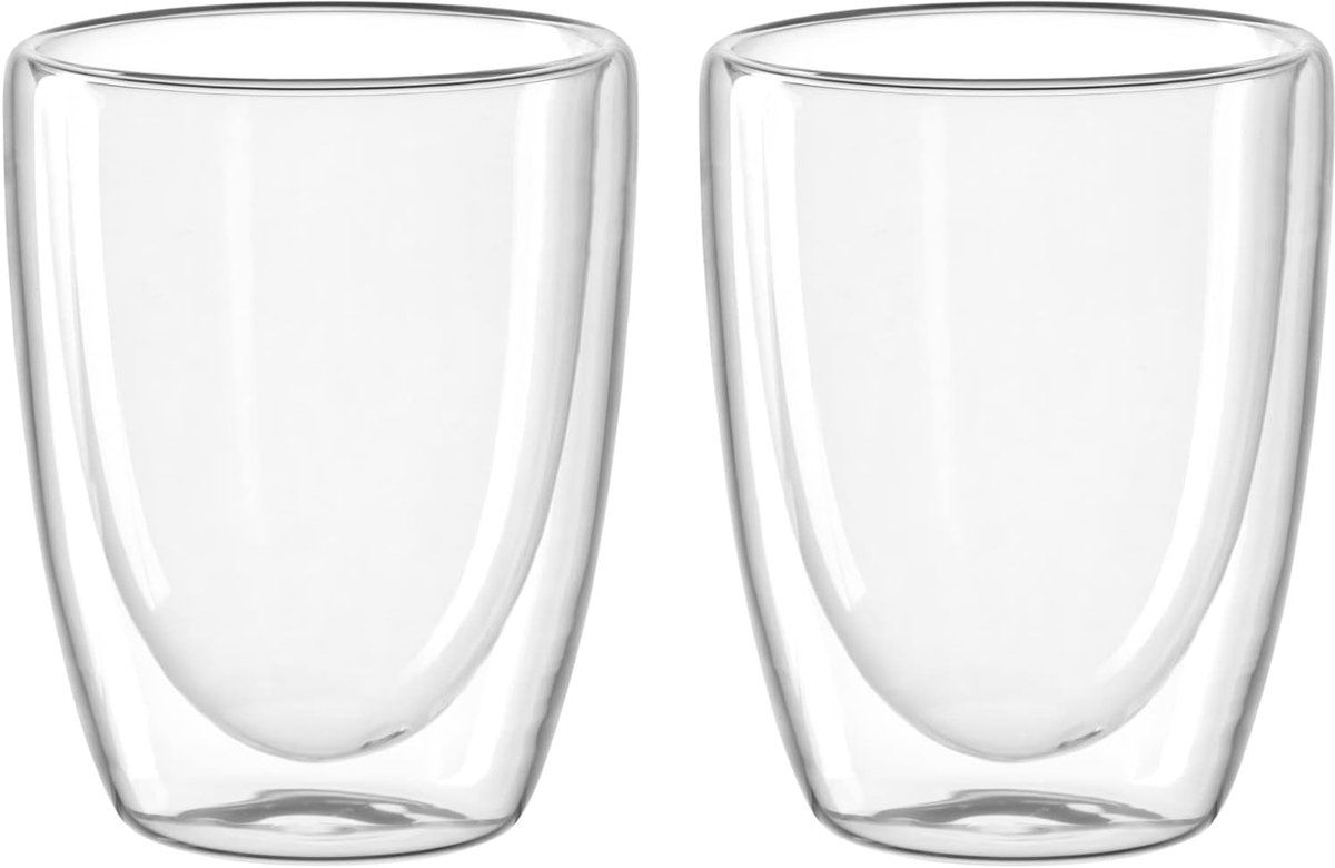 Set van 2 Dubbelwandige Glazen Mokken 300ml - Hittebestendig Borosilicaat