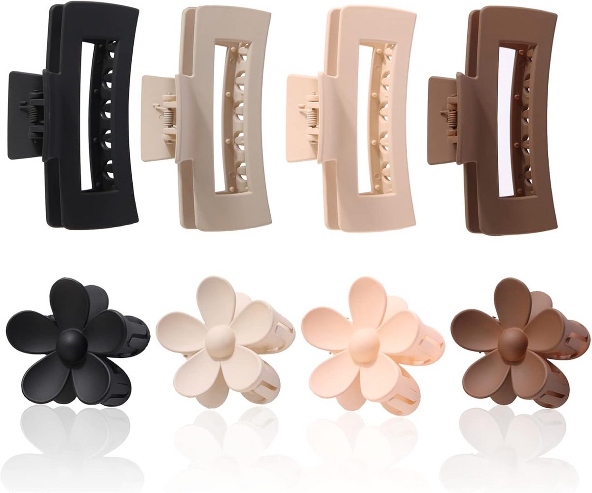 Set van 8 Grote Bloemvormige Haarspeldjes met Antislip Grip voor Dames