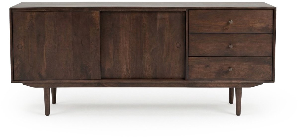 Dressoir Vocal Mangohout – Donkerbruine Opbergkast – 2 Deuren 1 Lade