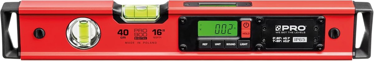 Digitale Waterpas 40 cm met 2 LCD Schermen en Geheugen IP65