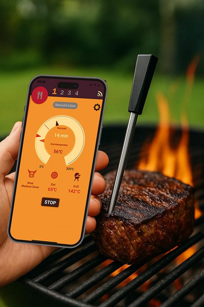 Draadloze Slimme Grill- en Braadthermometer met Opladen