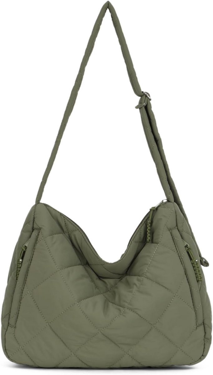 Grote Gewatteerde Schoudertas Dames - Lichte Puffy Tote Shopper voor Werk en Vrije Tijd