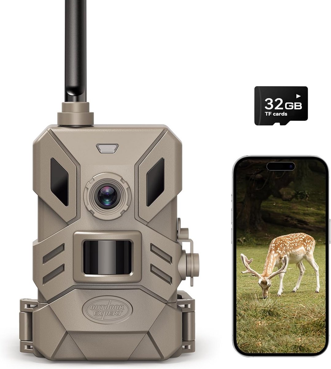 Draadloze 4G Trailcamera met Nachtzicht en IR LED - HD Video, Waterdicht (IP66)