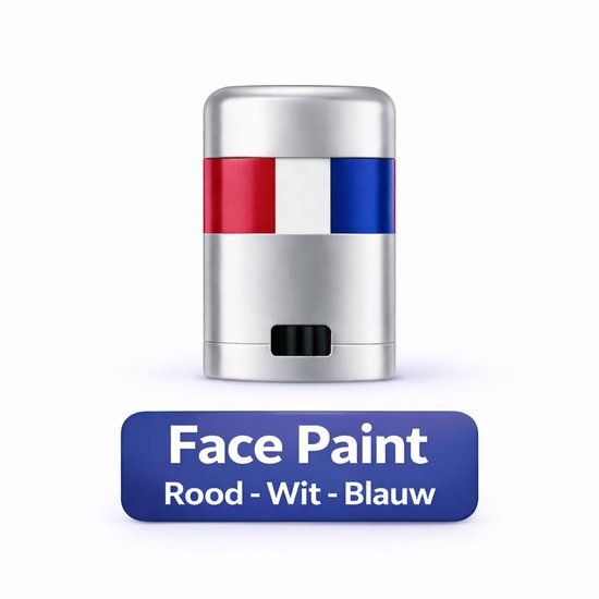 Stokje face paint met rood-wit-blauwe kleuren, vergelijkbaar met de Nederlandse vlag.