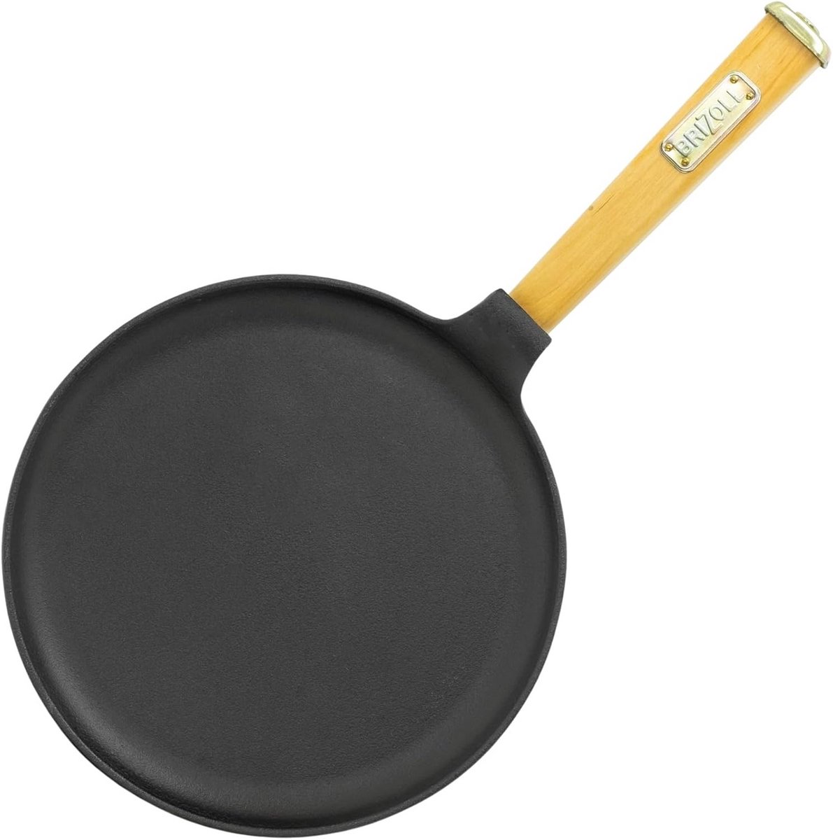 Gietijzeren Pannenkoekenpan 24 cm met Afschroefbaar Houten Handvat voor Inductie