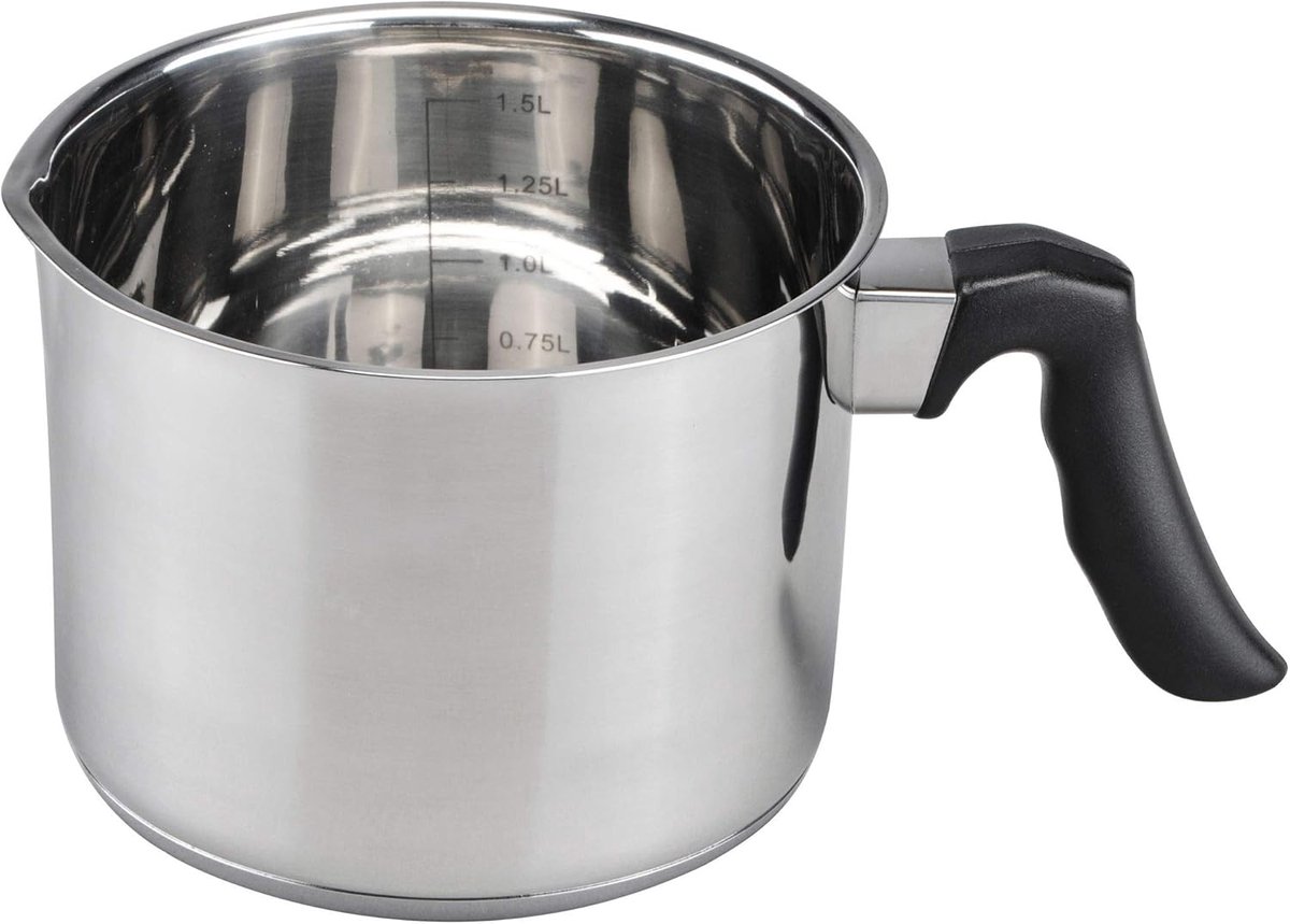 RVS Melkpan met Thermische Bodem 1.5 Liter voor Alle Warmtebronnen