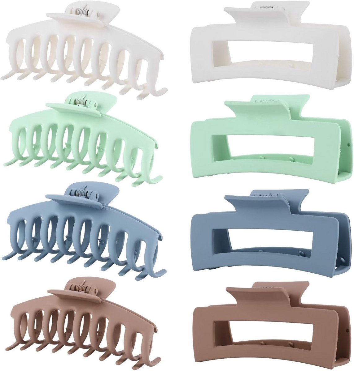 8x Grote Haarclips Set (10 cm) - Sterke Matte Klauwclips voor Dik & Dun Haar