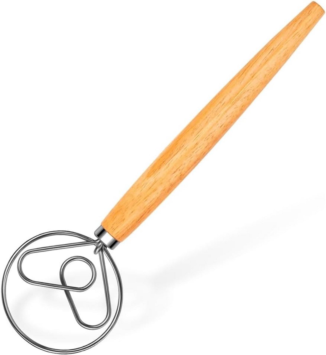 RVS Deense Deeggarde met Houten Handvat - Professionele Mixer voor Zuurdesem, Pizza en Cakebeslag