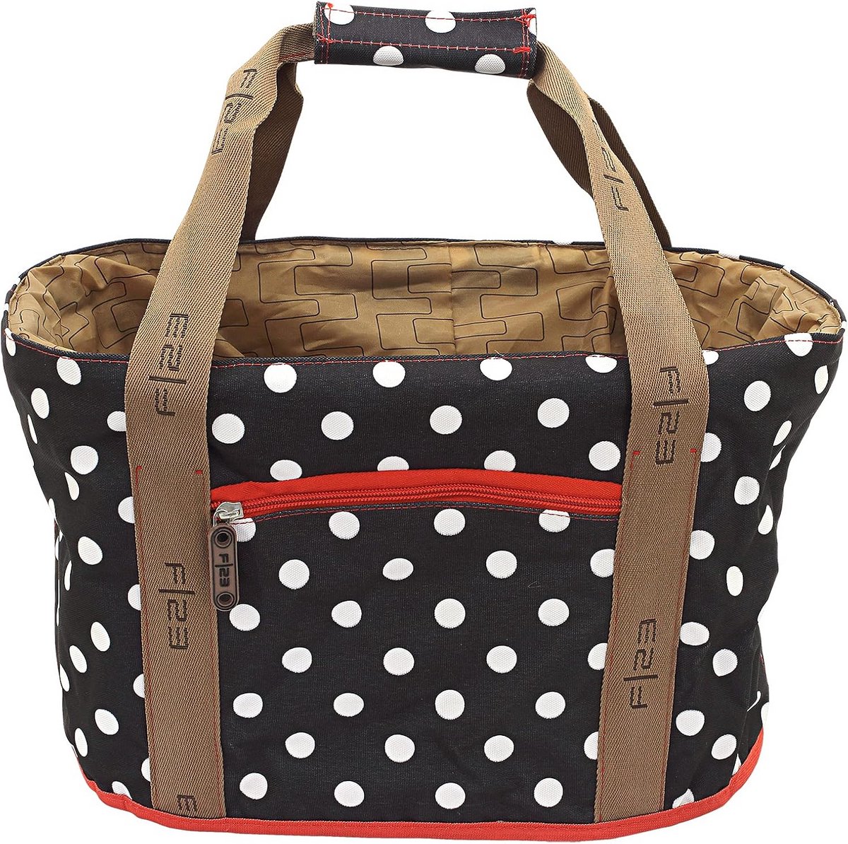 Opvouwbare Boodschappenmand met Deksel - 20L - Polka Dots Zwart/Wit - Ergonomisch