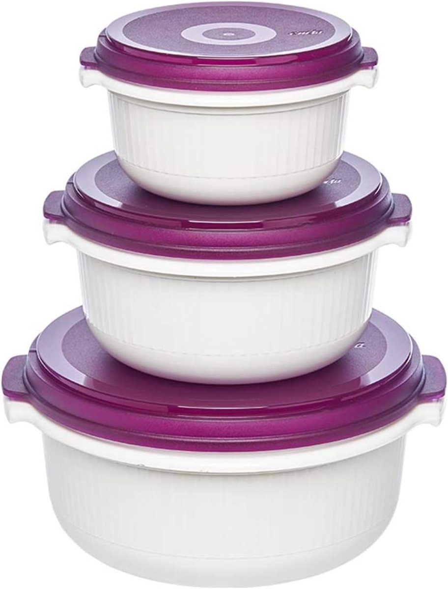 Magnetronpot Set van 3 - Vershoudbakken en Kookdozen voor Magnetron en Vriesvak