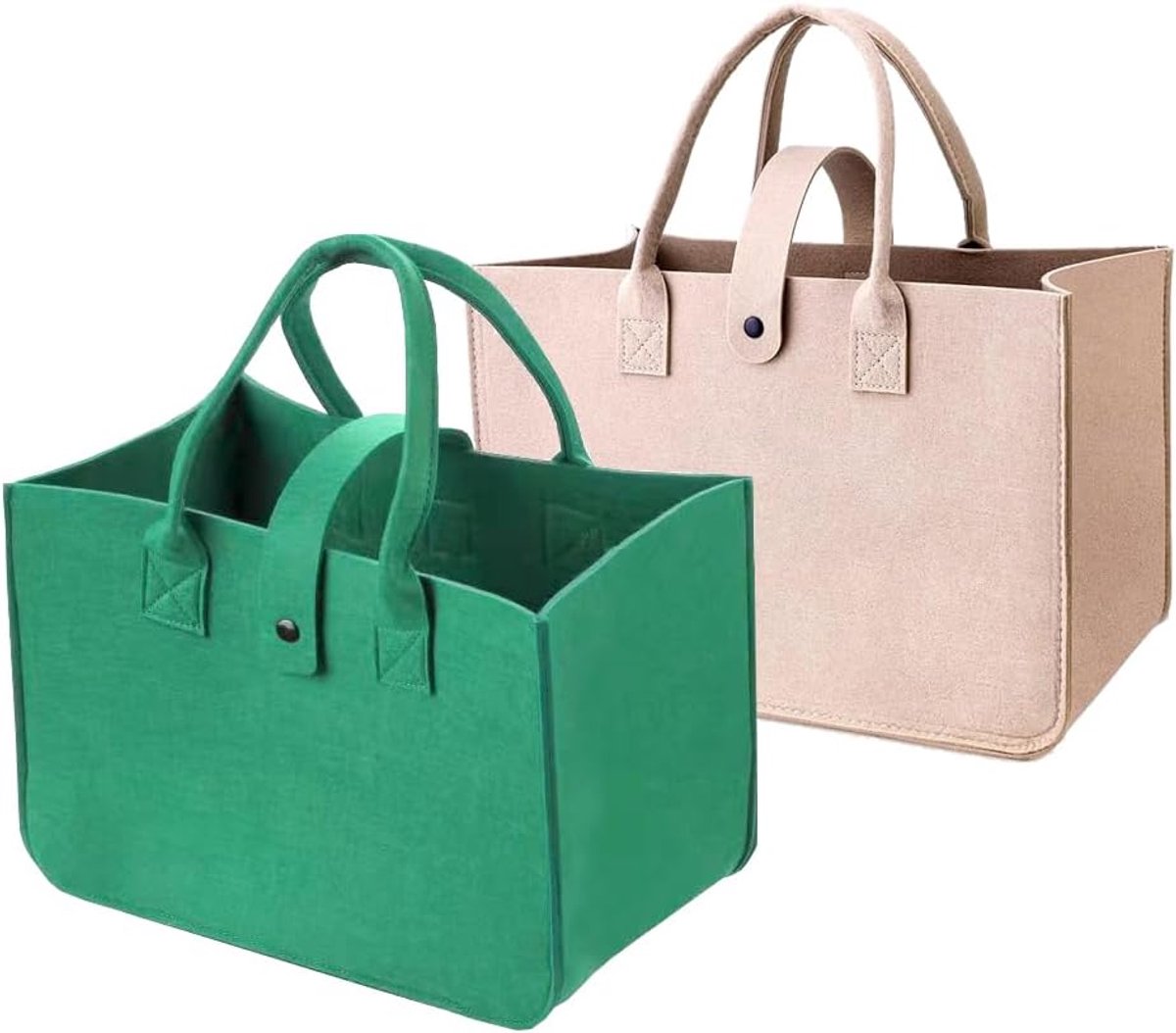 Set van 2 Gevoerde Tassen - Universele Shopper met Handvatten - Opvouwbaar