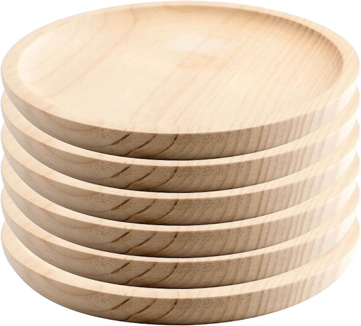 Set van 6 Houten Ronde Serveerplanken - Ideaal voor Tapas, Kaas en Vlees