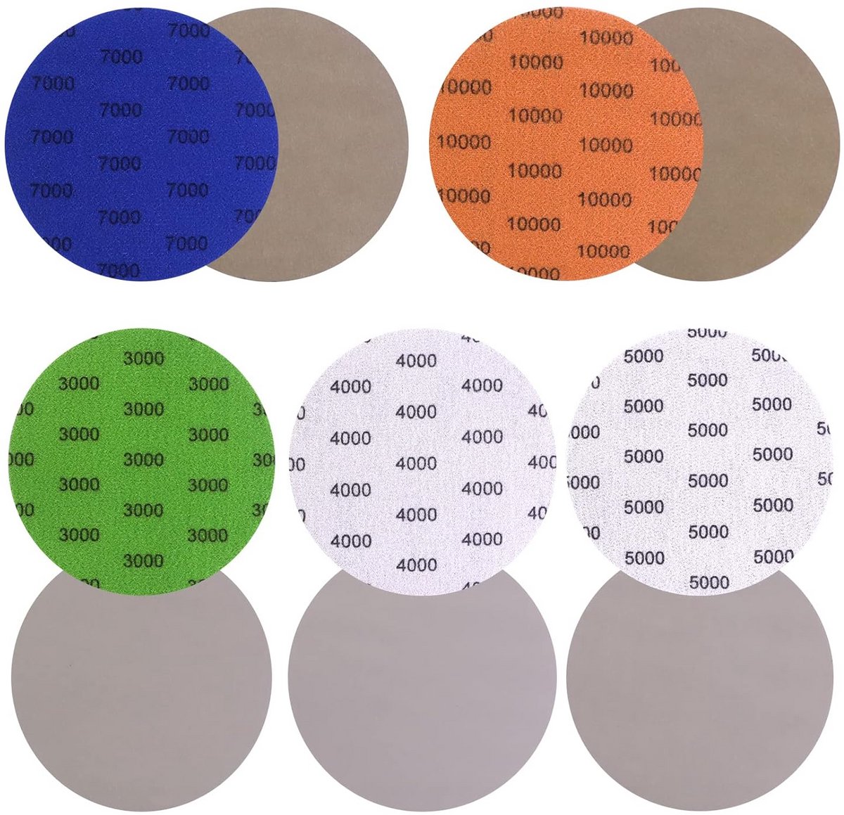 Schuurschijven 125mm Mix Set - Fijn Polijsten Nat en Droog - 3000 tot 10000 Grit