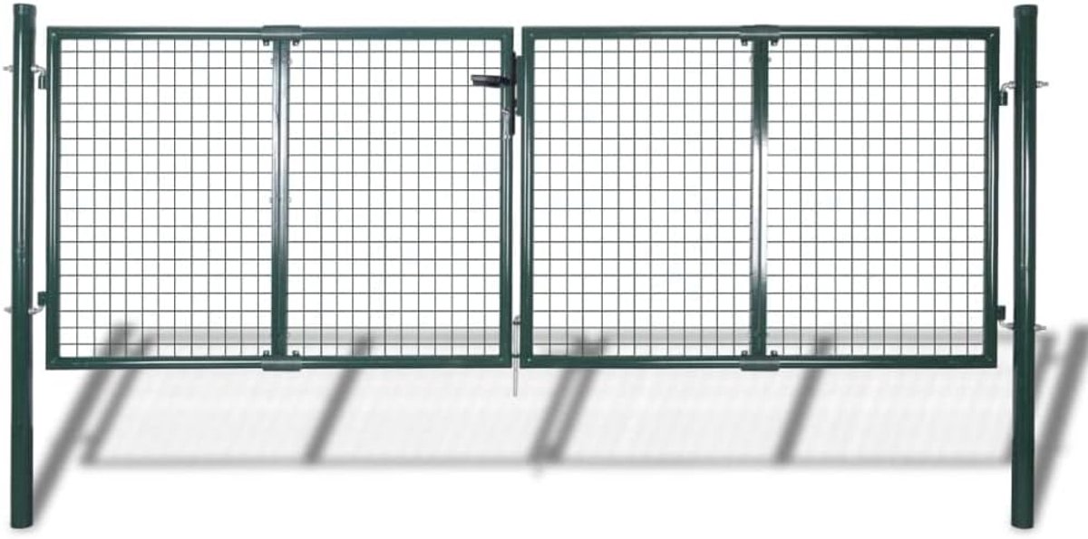 Stalen Tuinpoort met Slot 306x100 cm Groen