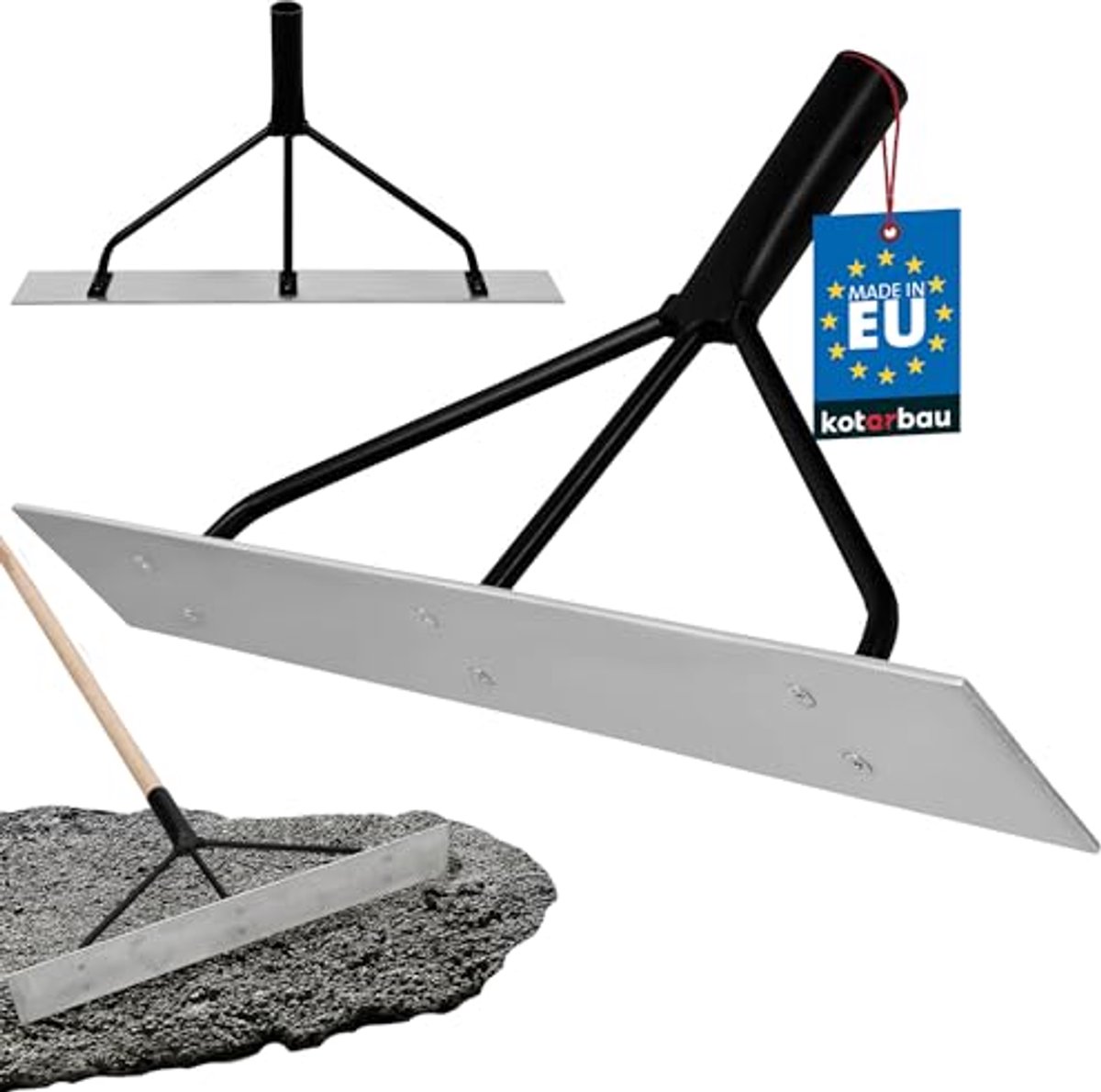 KOTARBAU® Betonverteiler, Betonafstrijker, Staal, 62,5 x 9 cm, Zilver Zwart, zonder Steel