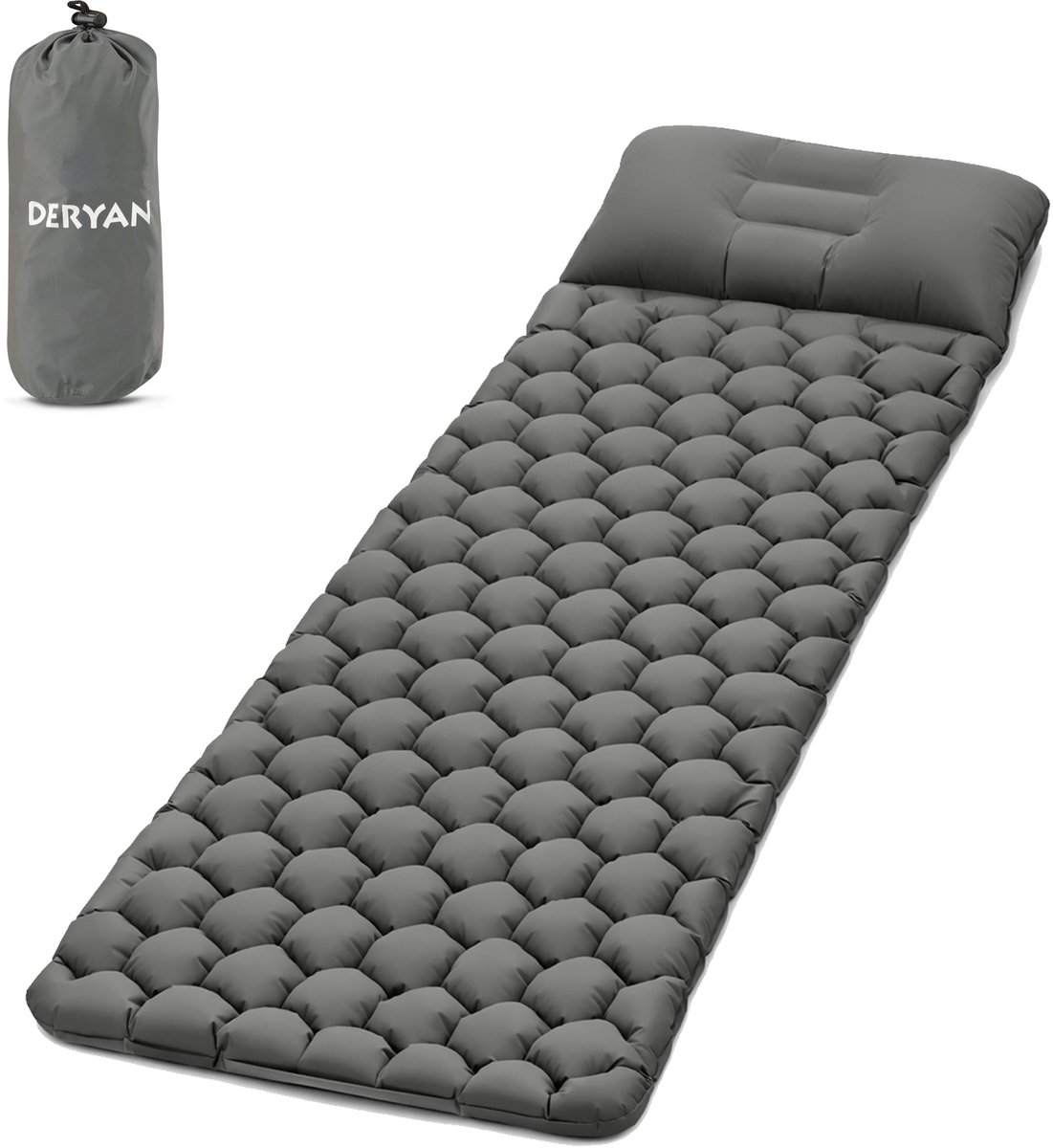 Deryan Air Bed - Opblaasbare camping bed - Grijs - Inclusief tas