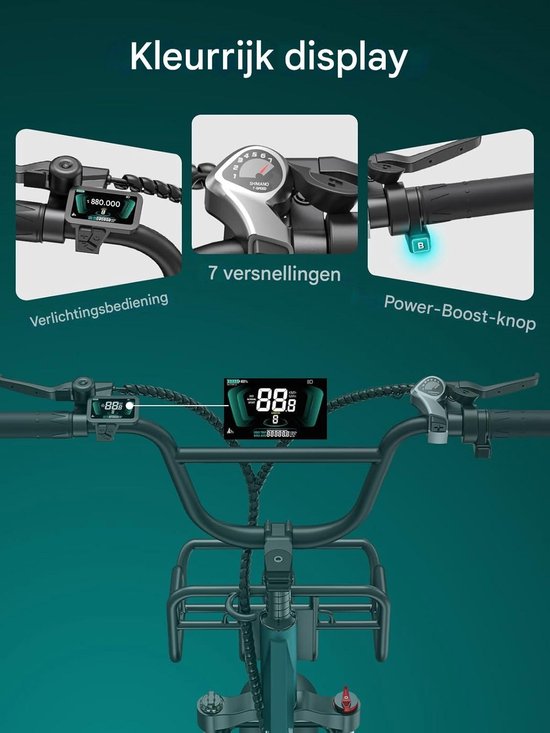 ENGWE L20 Boost Elektrische fiets - 20 * 4.0 Inch - Actieradius 120km - Verwijderbare batterij 48V13Ah - Motor 250W - Shimano 7 versnellingen - LCD Display- Mechanische Schijfremmen - 20 Inch Commuter E-Bike - Rood van ENGWE — afbeelding 3