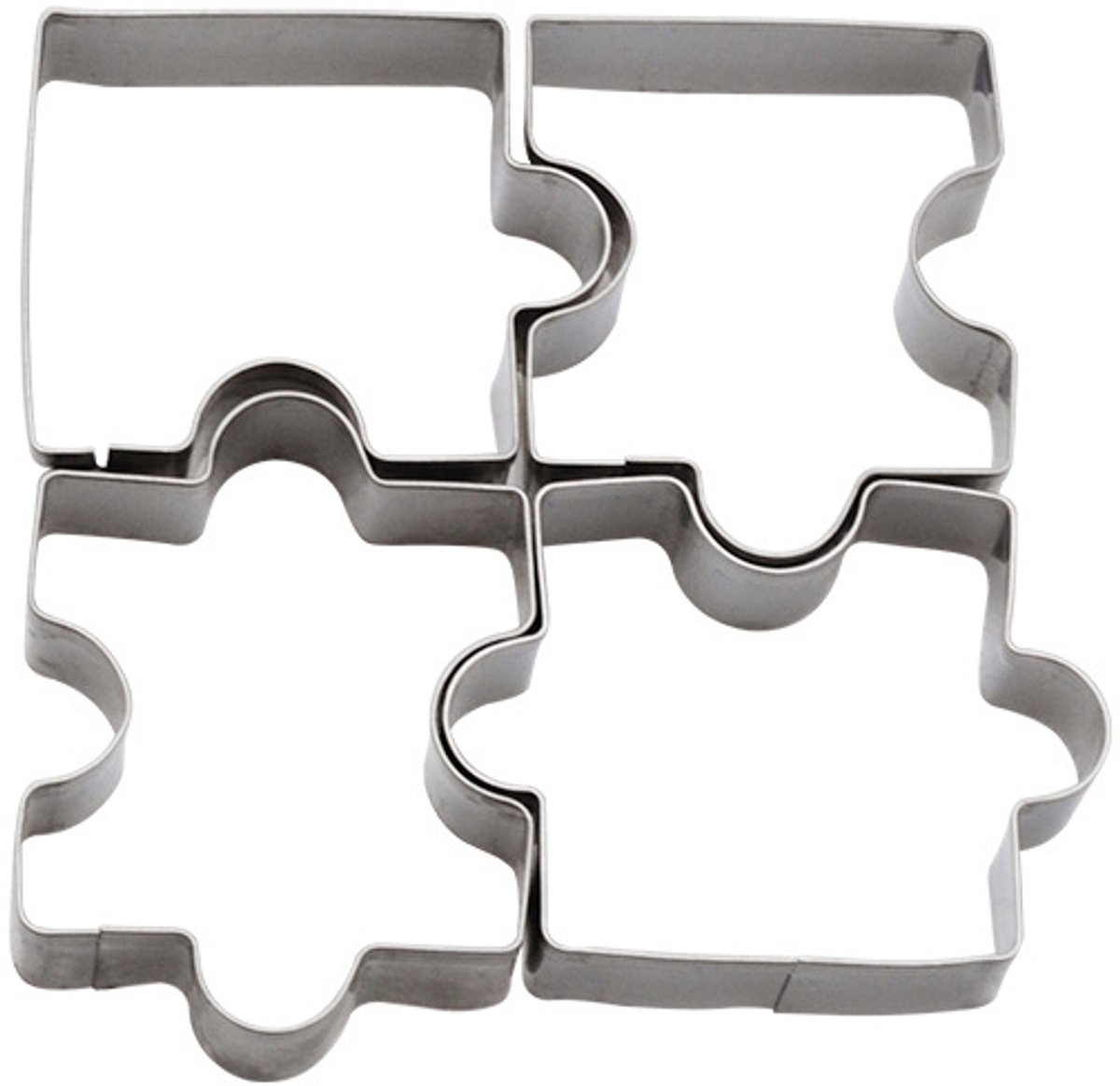 4 mini-koekjesvormpjes van roestvrij staal - Puzzel