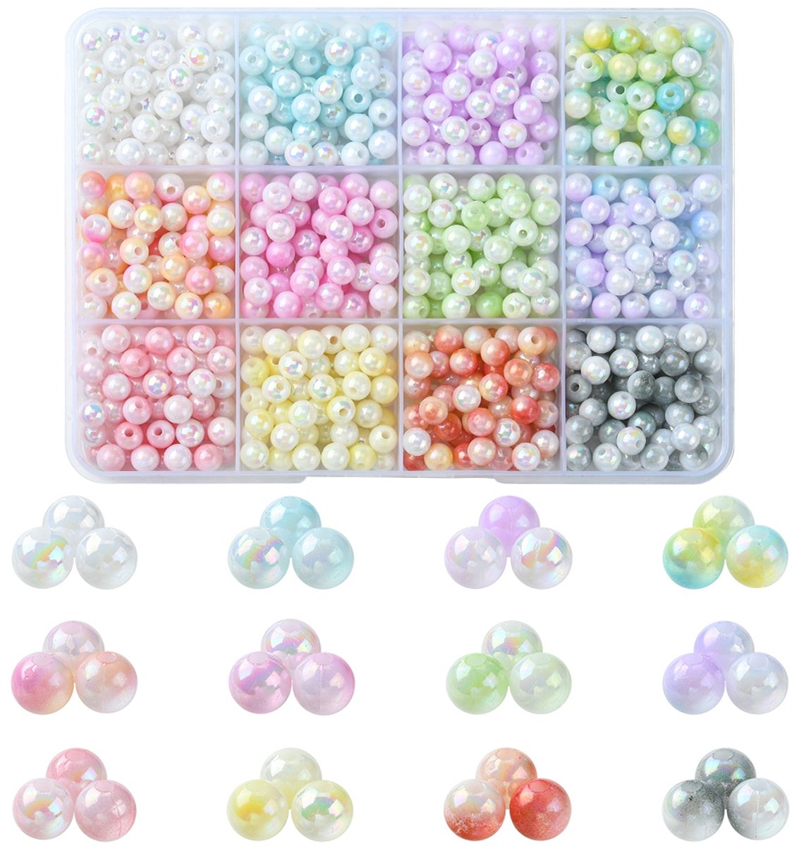 Petra's Sieradenwereld - Kralendoos multi verschillende 6 mm kralen (180)