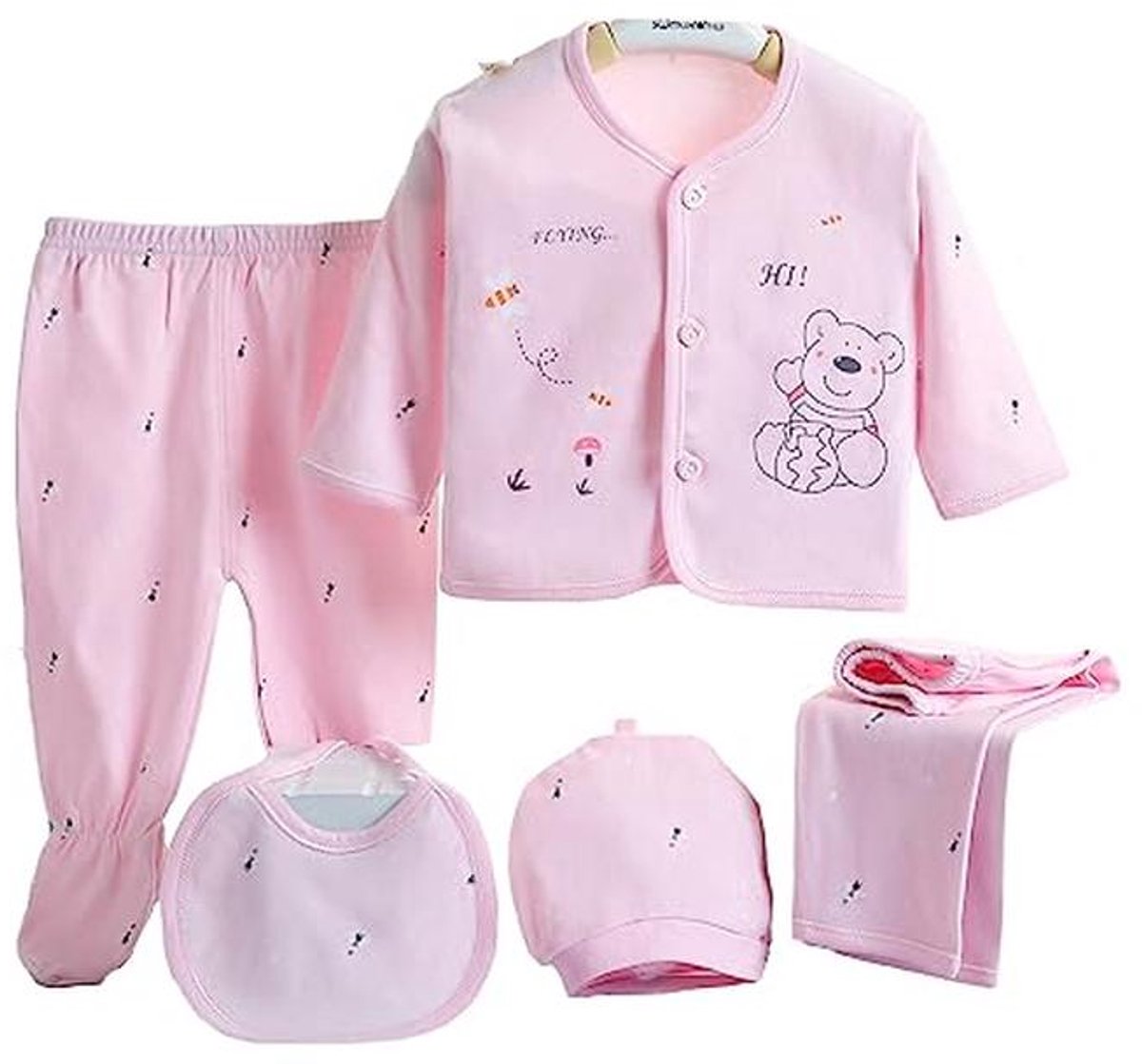 Pasgeboren Baby 0-3M Katoen Kleding Set - Tops, Hoed, Broek en Slaapmode