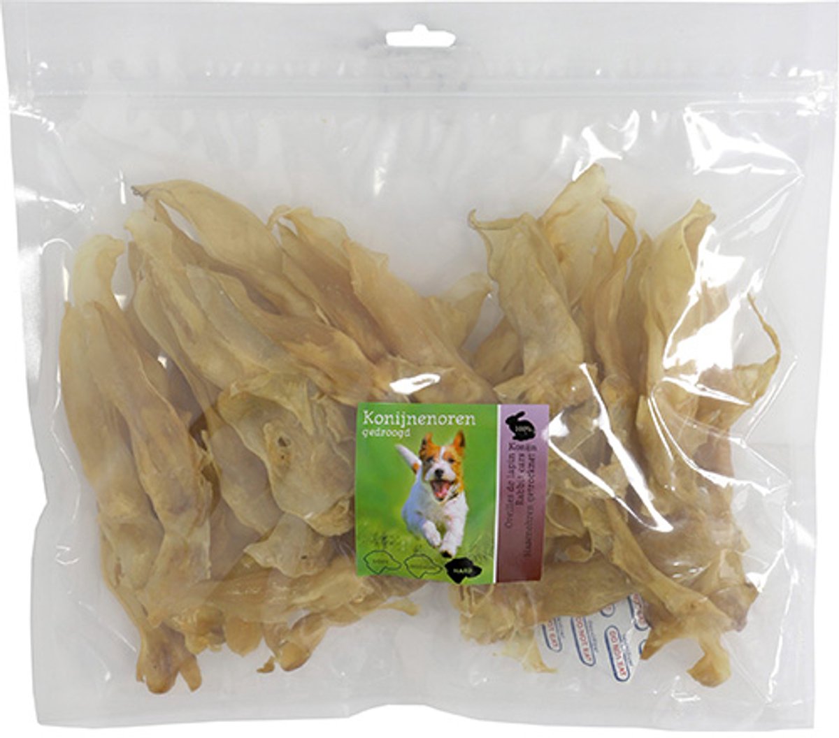 Natuurlijke Snack - Konijnenoren Gedroogd - zak a 250 gram