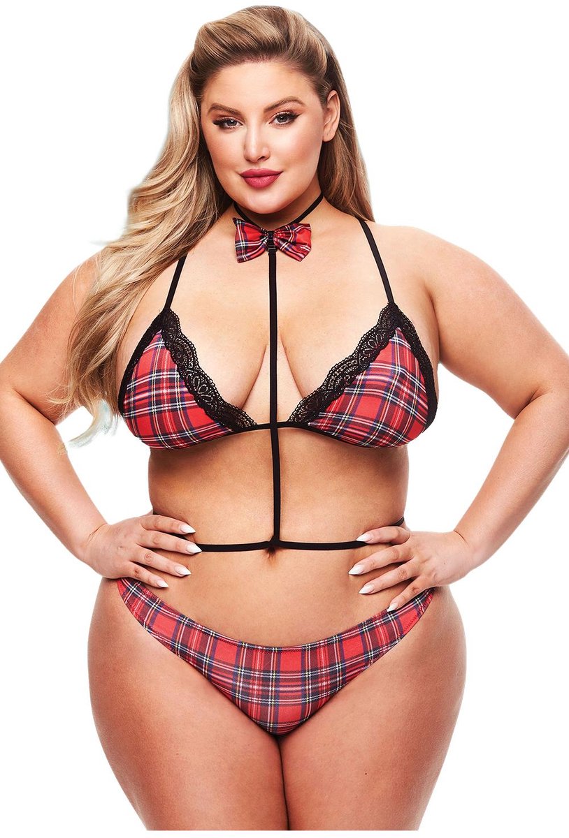 Teacher's Pet Sexy Teachers Pet 3pc Baddie Schoolgirl set Tartan, Qs - Multicolor