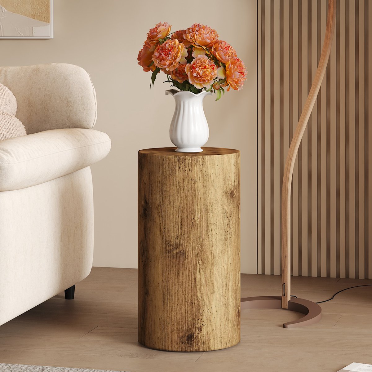 REDOM Salontafel Ø30x55 cm van MDF, rond ontwerp met houtlook