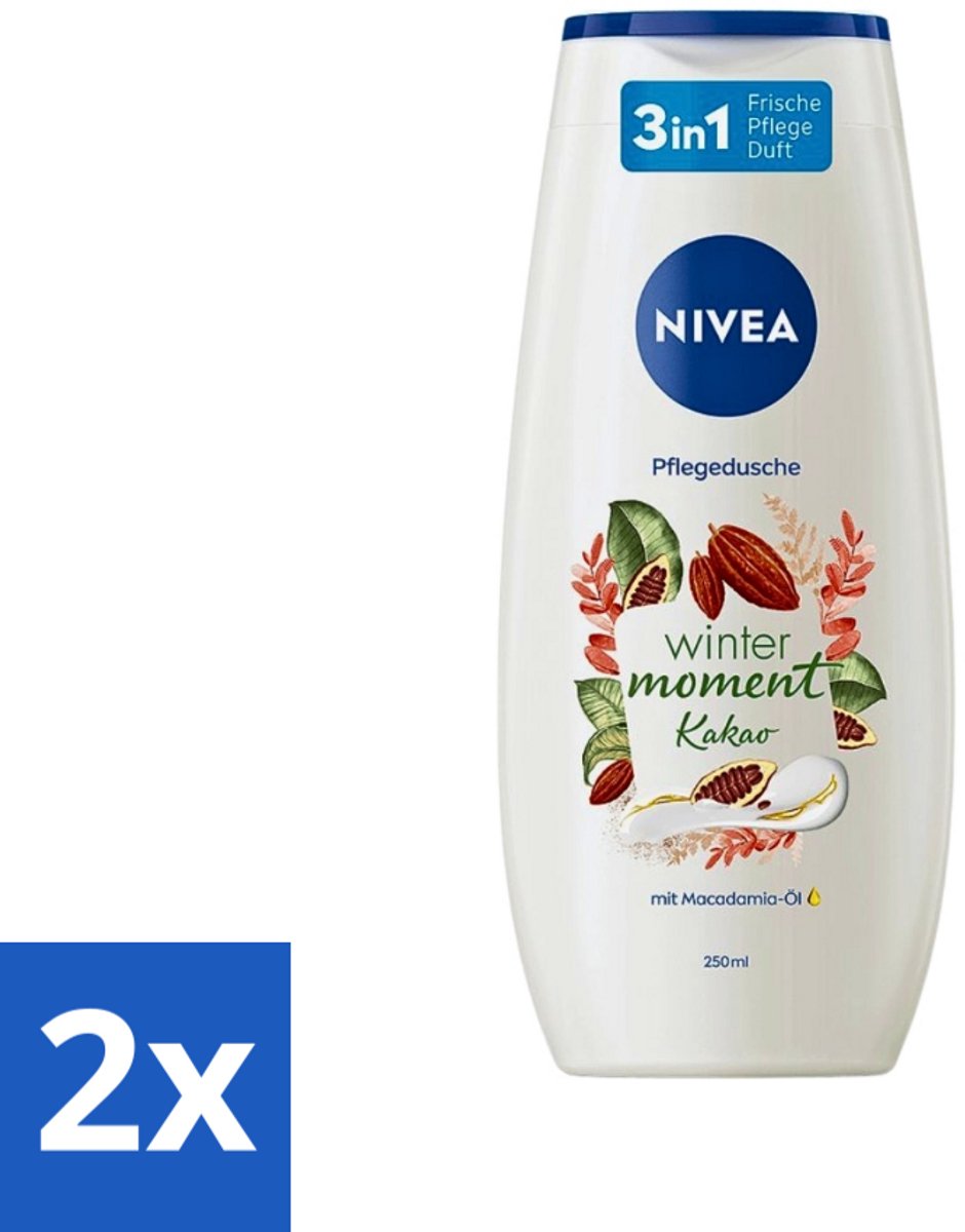 2 x Nivea - Douchegel - Winter Moment Cacao - 250 ml - Douchegel - Winter Moment - Cacao - Verzorgende Douchegel - Macadamia-olie