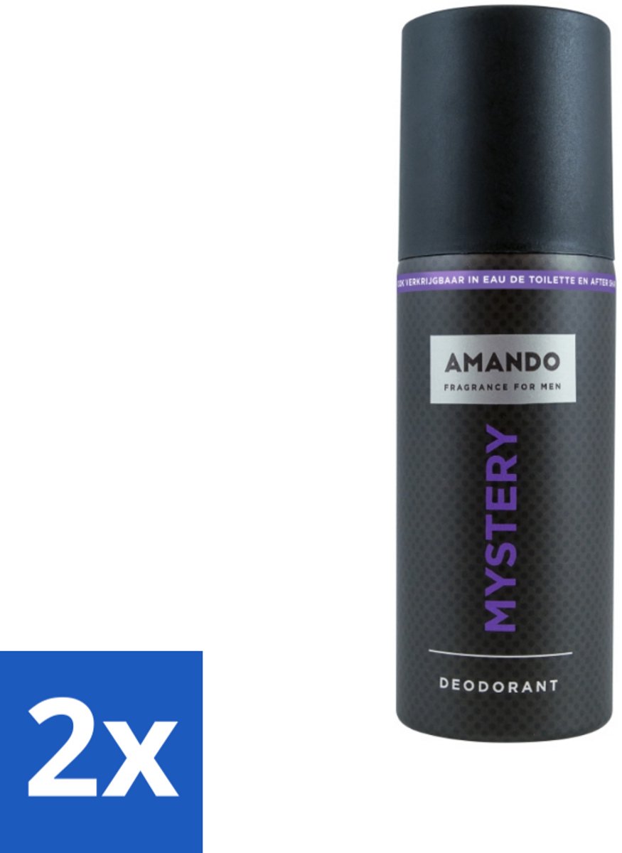 2 x Amando - Mystery - Deodorant - Spray - 150 ml - Mystery Deodorant Spray - Mannelijke Geur - Kruiden Geur - Vanille Geur - Deodorant Spray