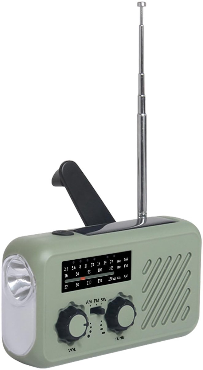 Noodradio op zonne-energie - Draagbare radio met handslinger - AM/FM-weerradio met 2000 mAh powerbank, SOS-alarm, zaklampdynamo - USB-oplader voor kamperen en wandelen in de buitenlucht – foto 2
