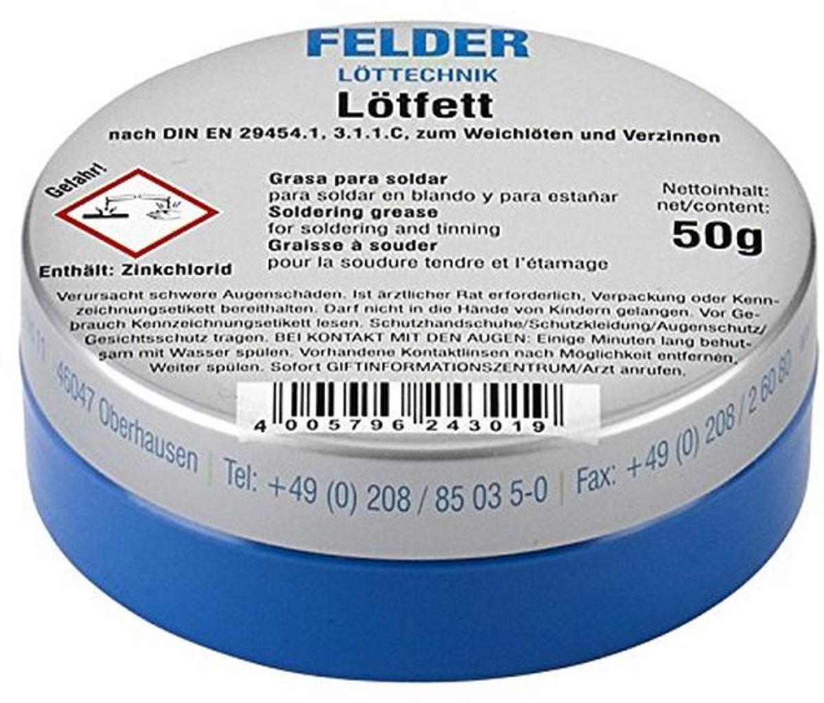 Soldeervet - Soldeermiddel Pasta - Zachtsolderen Vertinnen - Getest volgens DIN - 50 g blik - Niet gespecificeerd