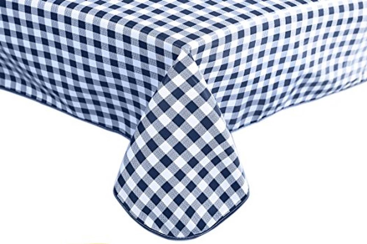 Afwasbaar rechthoekig tafelkleed 140 x 200 cm - Geruit blauw